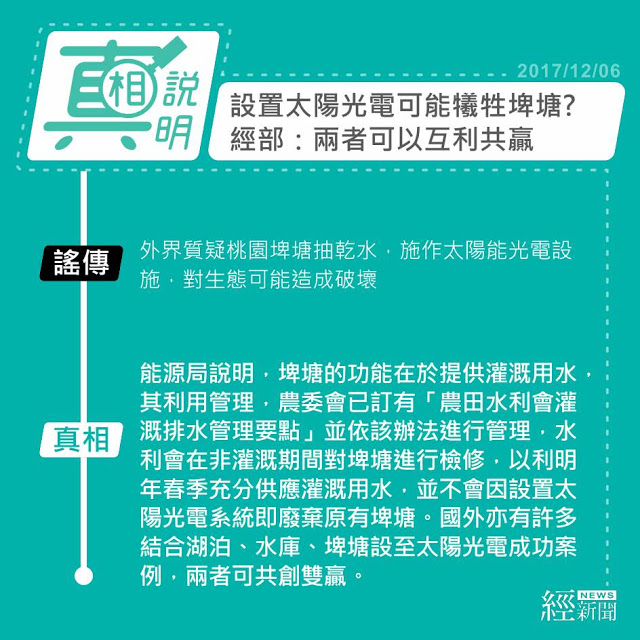 設置太陽光電可能犧牲埤塘? ?